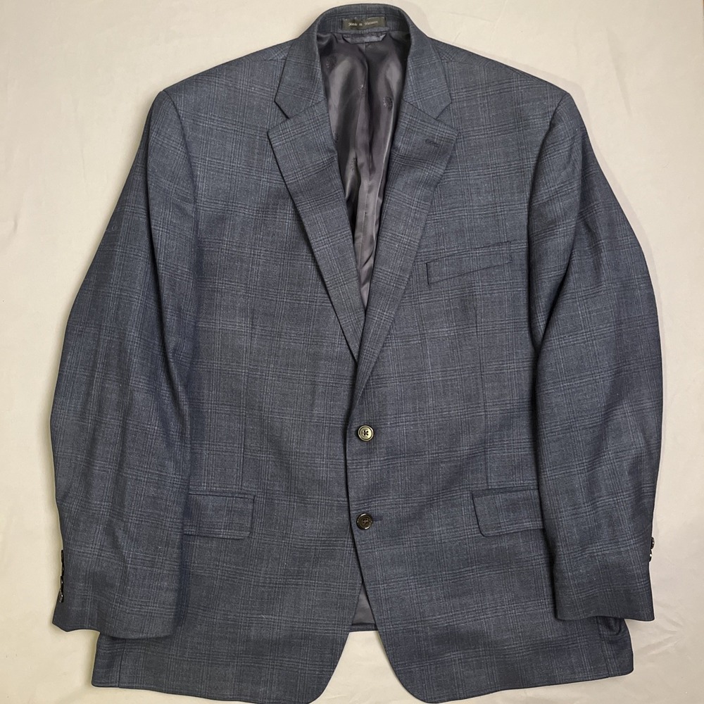 Lauren Ralph Lauren Mens Gray Nailshead Notch Lapel 2 Button Blazer Jacket 46R